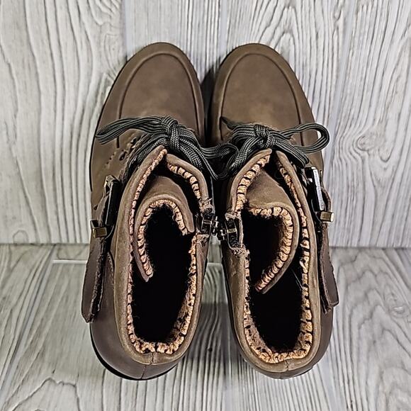 Nicole Sylvie Mint Brown Lace Up Look Zip Side Leather Ankle Boots Womens 9 NEW - Picture 6 of 11